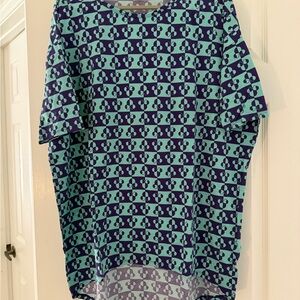 LuLaRoe Disney Blue and Green Irma Tunic